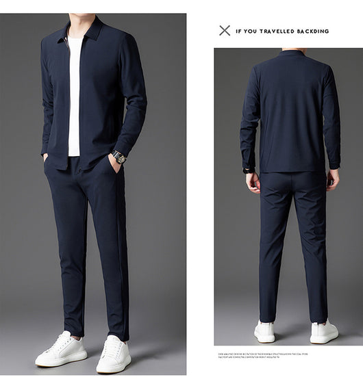 Conjunto de Dos Piezas para Hombre: Cardigan con Cierre y Pantalones Trendy Otoño - Image 9