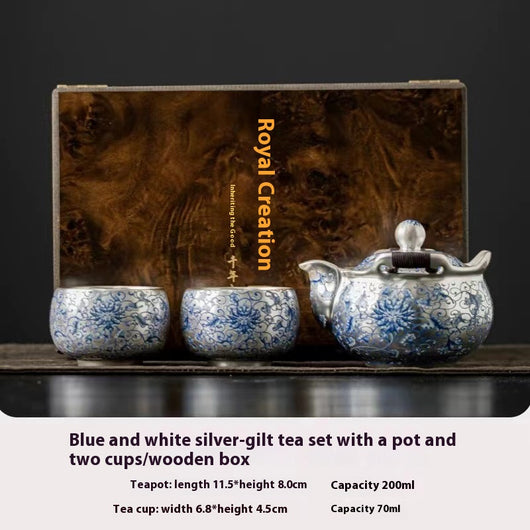 Juego de Té Taotie Chapado en Oro y Plata - Tetera Artesanal de Lujo - Image 6