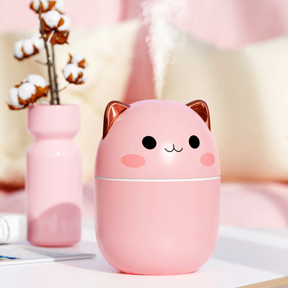 Humidificador Ultrasónico Gato Silencioso USB con Luz LED y Difusor Aromático