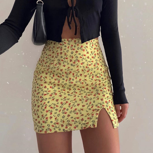 Falda Asimétrica Floral de Cintura Alta - Corte A Elegante - Image 12