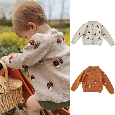 Cardigan Tejido con Setas Bordadas a Mano para Niños - Image 7