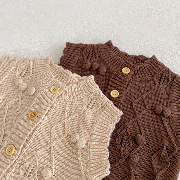 Chaleco Cardigan Tejido para Niños Cuello Redondo