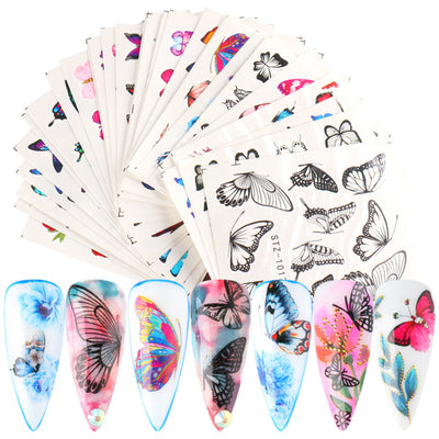 Set de Stickers para Uñas con Flores de Encaje Blanco y Negro - Image 45