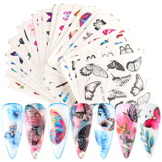 Set de Stickers para Uñas con Flores de Encaje Blanco y Negro - Image 45