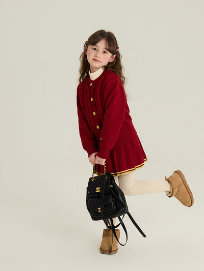 Conjunto Infantil Cardigan Tejido con Falda Plisada - Image 13