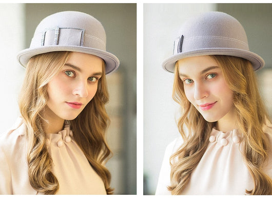 Sombrero de Fieltro de Lana para Mujer - Elegante Modelo Redondo - Image 8