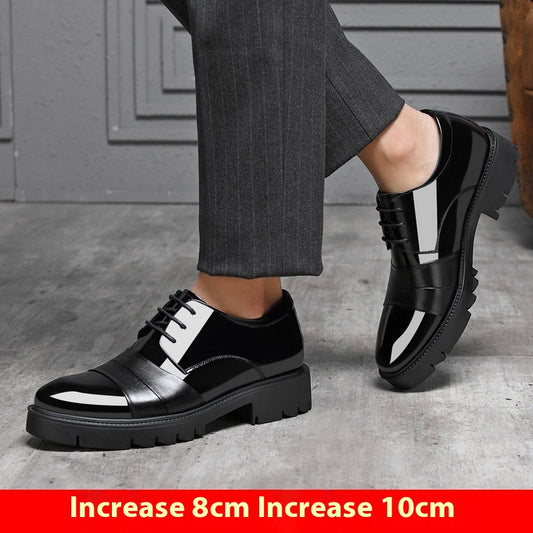 Zapatos Formales con Alzas Internas 10cm - Cuero Brillante Premium para Hombre