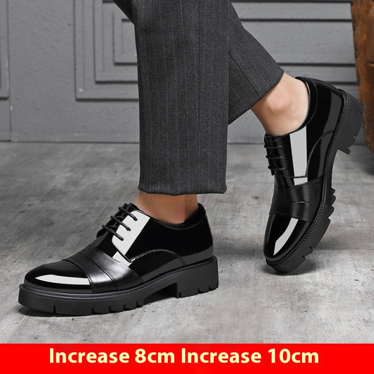 Zapatos Formales con Alzas Internas 10cm - Cuero Brillante Premium para Hombre