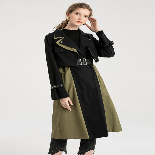 Gabardina Retro con Combinación de Colores Estilo Británico para Mujer - Image 2