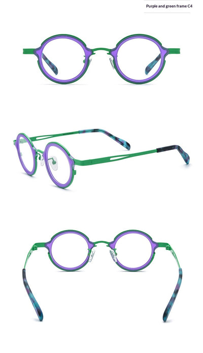 Armazón de Gafas Redondo en Titanio Ensamblado - Image 17