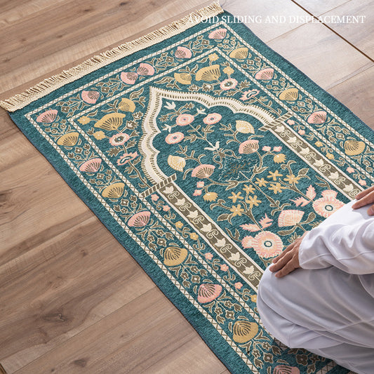 Tapete de Oración Étnico Portátil con Hilos Dorados - Estilo Medio Oriente - Image 12