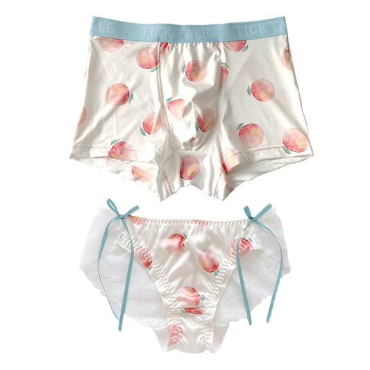 Conjunto de Ropa Interior para Parejas Sabor Durazno - Algodón Seda Fría Verano