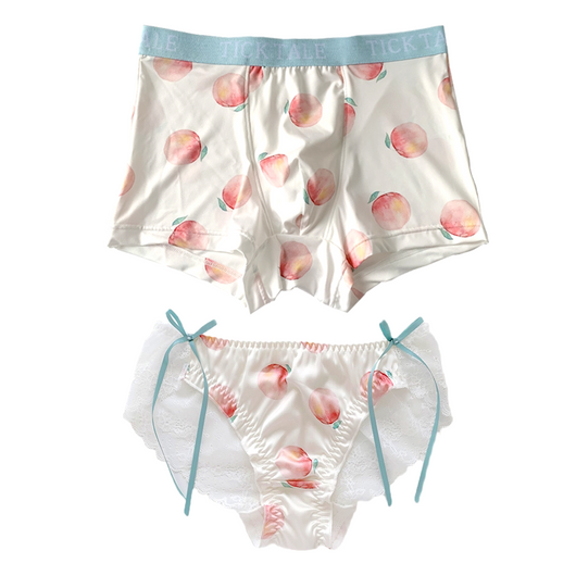 Conjunto de Ropa Interior para Parejas Sabor Durazno - Algodón Seda Fría Verano
