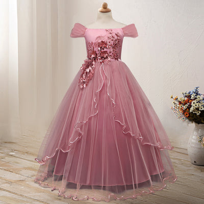 Vestido Princesa de Hombro Descubierto con Flores - Image 2