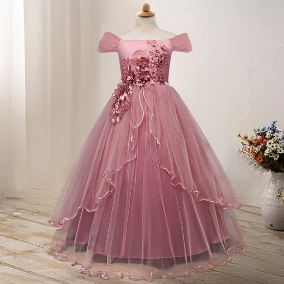 Vestido Princesa de Hombro Descubierto con Flores