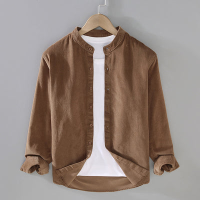 Chaqueta Camisa Retro de Pana para Hombre con Cuello Alzado