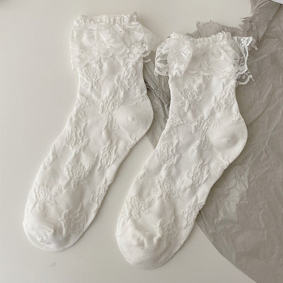 Calcetines Lolita de Encaje Blanco para Mujer - Tubo Medio Algodón - Image 29