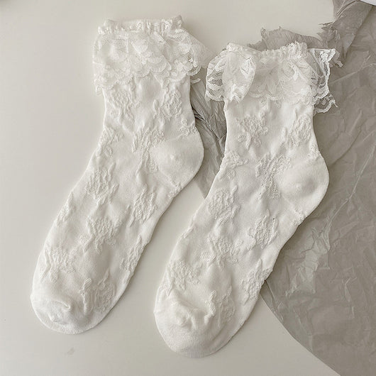 Calcetines Lolita de Encaje Blanco para Mujer - Tubo Medio Algodón - Image 29