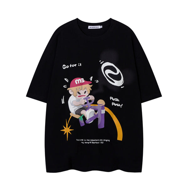 Camiseta de Algodón Estampada de Manga Corta para Hombre