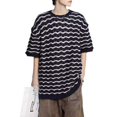 Playera Hueca Jacquard de Manga Corta para Hombre - Image 5