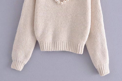 Suéter Pullover Casual Chic con Perlas Decorativas - Image 2