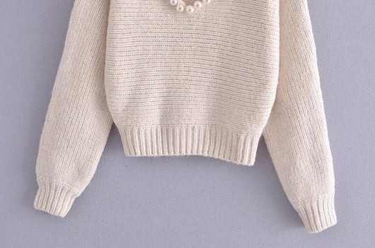 Suéter Pullover Casual Chic con Perlas Decorativas - Image 2
