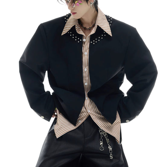 Camisa Casual de Rayas con Costuras Superpuestas - Image 9