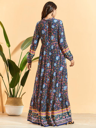 Vestido Bohemio Largo con Mangas y Pliegues - Image 10