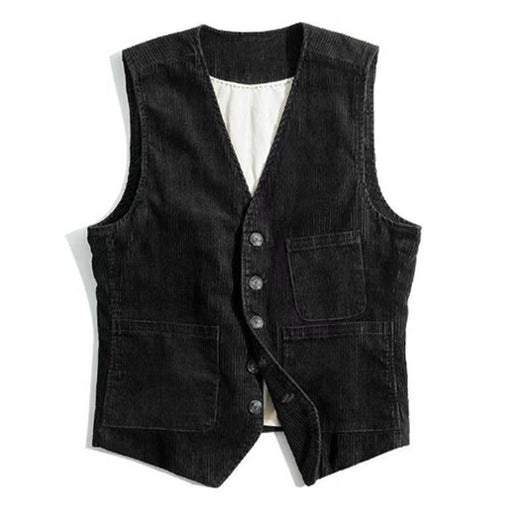 Chaleco de Pana para Hombre con Diseño de Patchwork - Primavera Otoño - Image 8