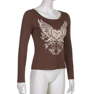 Camiseta Alas del Corazón Ajustada Cuello Redondo Manga Larga - Image 4