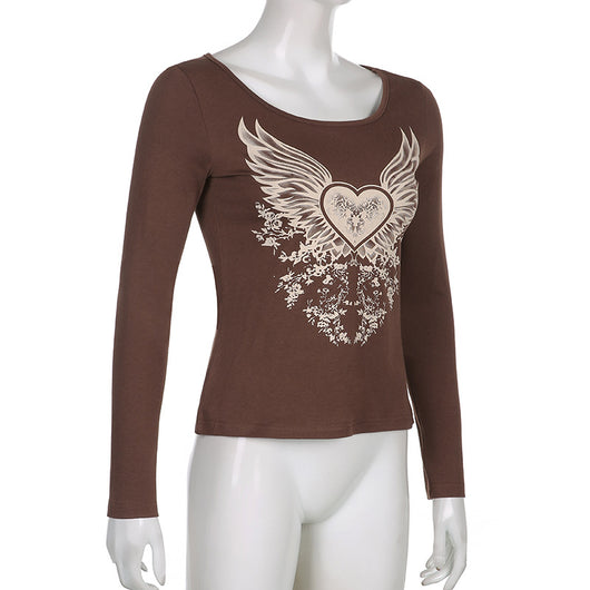 Camiseta Alas del Corazón Ajustada Cuello Redondo Manga Larga - Image 4