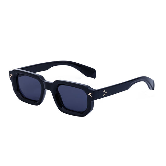 Men's square frame sunglasses with a two-tone brown and black frame, dark green lenses, and tortoise shell temples. - Image 4