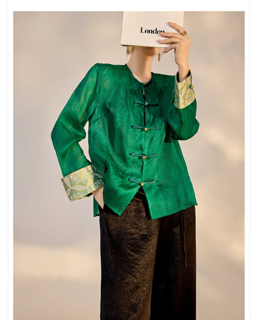 Blusa Retro Elegante con Bordado Chino y Botones Decorativos - Image 26