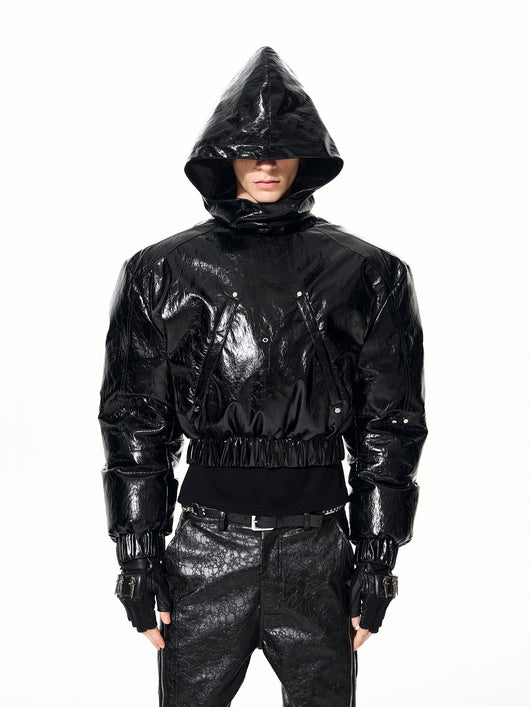 Chaqueta Hoodie Acolchada para Hombre con Diseño Deconstruido y Detalles de Cremallera - Image 2