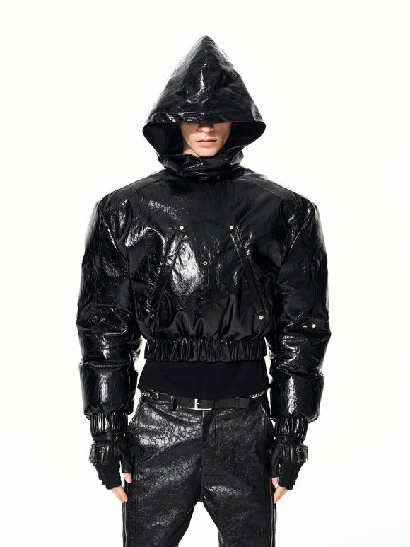 Chaqueta Hoodie Acolchada para Hombre con Diseño Deconstruido y Detalles de Cremallera