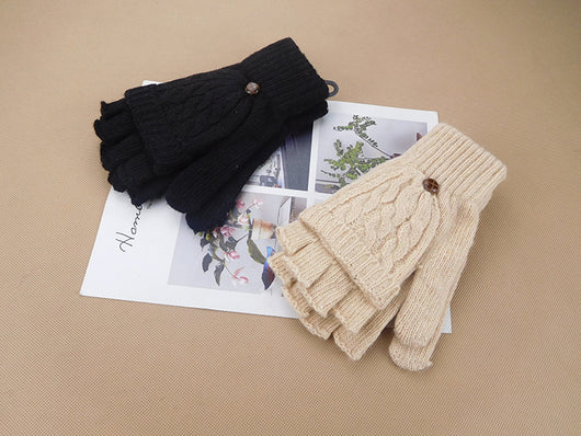 Guantes Tejidos Coreanos de Invierno - Cinco Dedos Semiabiertos para Estudiantes - Image 5
