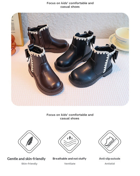 Botas de Cuero para Niñas con Forro de Terciopelo y Suela Flexible - Image 9