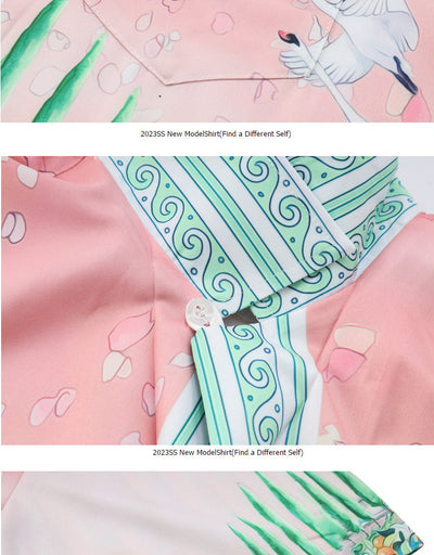 Conjunto de Camisa y Shorts Estampada Cuello Cubano - Lujo Casual de Alta Moda - Image 16