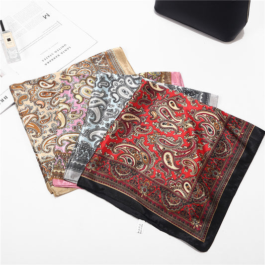 Pañuelo de Seda Satinado Turbante Bohemio Cuadrado para Mujer - Image 2