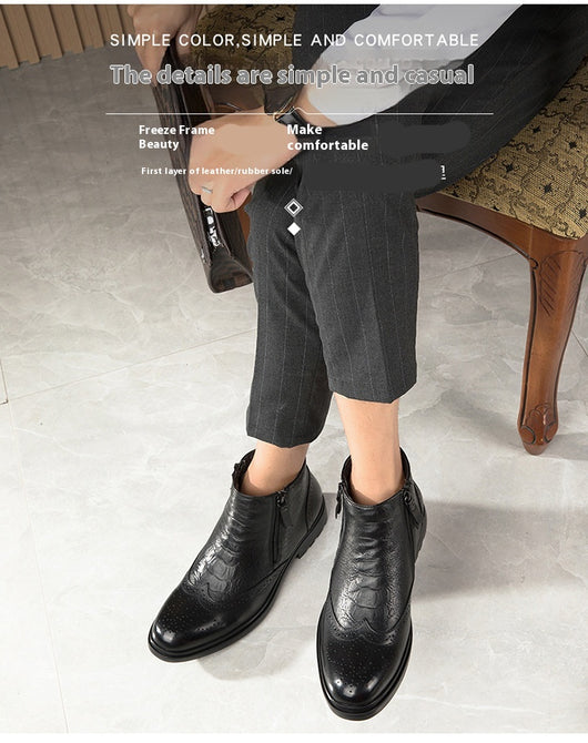 Botas Altas de Cuero con Aumento de Altura - Estilo Brogue Trendy Talla 46 - Image 23
