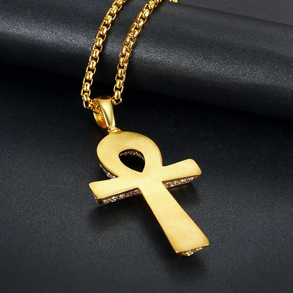 Dije Ankh Egipcio para Hombre con Cadena de Acero Inoxidable