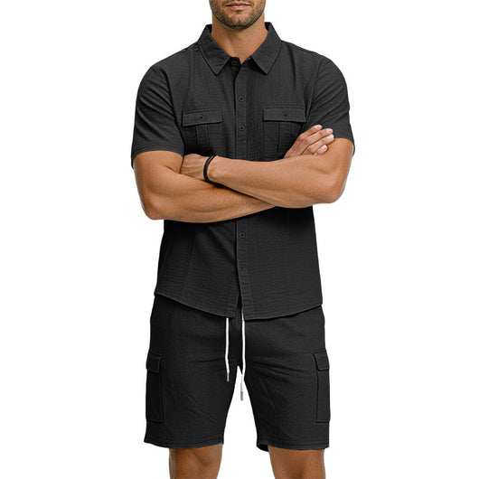 Conjunto Camisa Tipo Polo con Solapa y Shorts Multibolsillos - Image 21