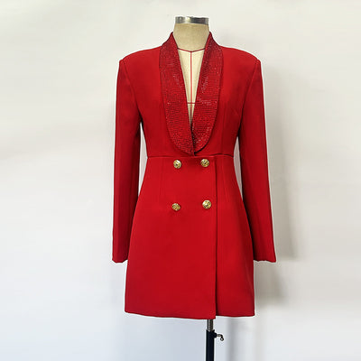 Blazer Elegante Verde Esmeralda con Escote Profundo y Bordado Artesanal - Image 4