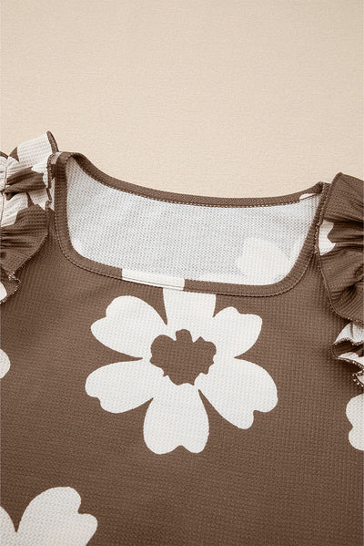 Blusa Floral Fruncida de Manga Corta Estilo Europeo y Americano - Image 13