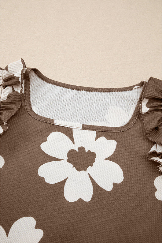 Blusa Floral Fruncida de Manga Corta Estilo Europeo y Americano - Image 13