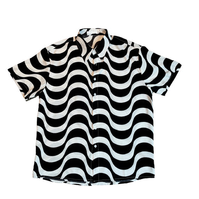Camisa Holgada Retro para Hombre Manga Corta - Image 6