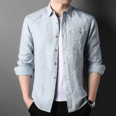 Cardigan de Lino Puro para Hombre - Manga Larga Primavera Verano - Image 2
