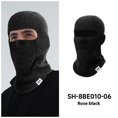 Morning glory red balaclava made from polar fleece windproof fabric, covering the head, neck, and lower face. - Image 5