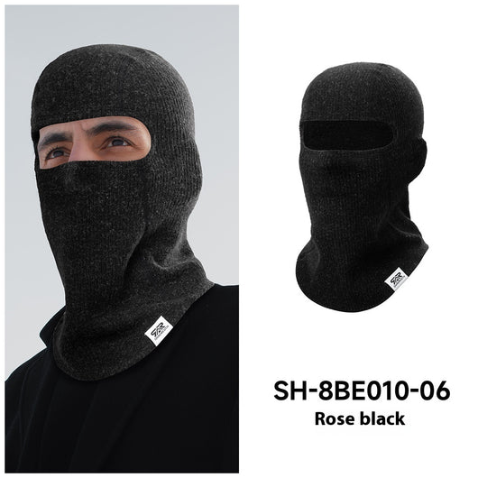 Morning glory red balaclava made from polar fleece windproof fabric, covering the head, neck, and lower face. - Image 5
