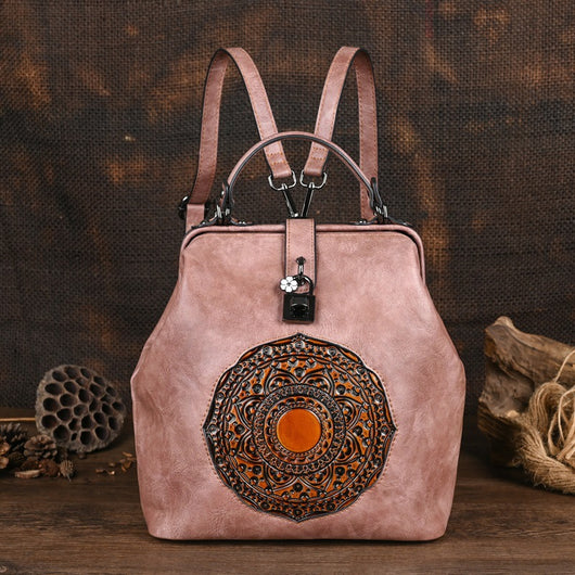 Mochila Retro para Viajes con Diseño en Relieve para Mujer - Image 12